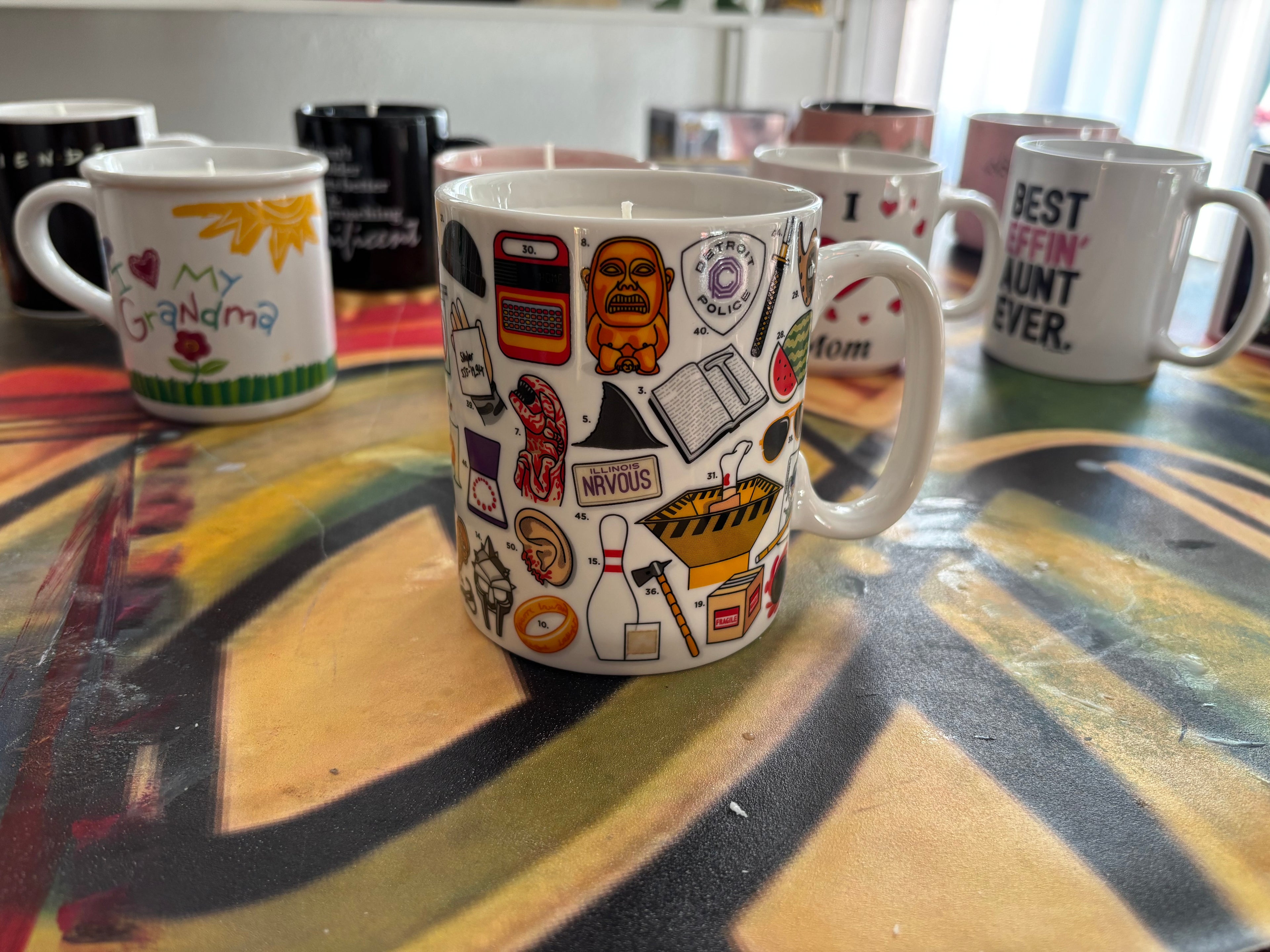 Movie coffee mug candle