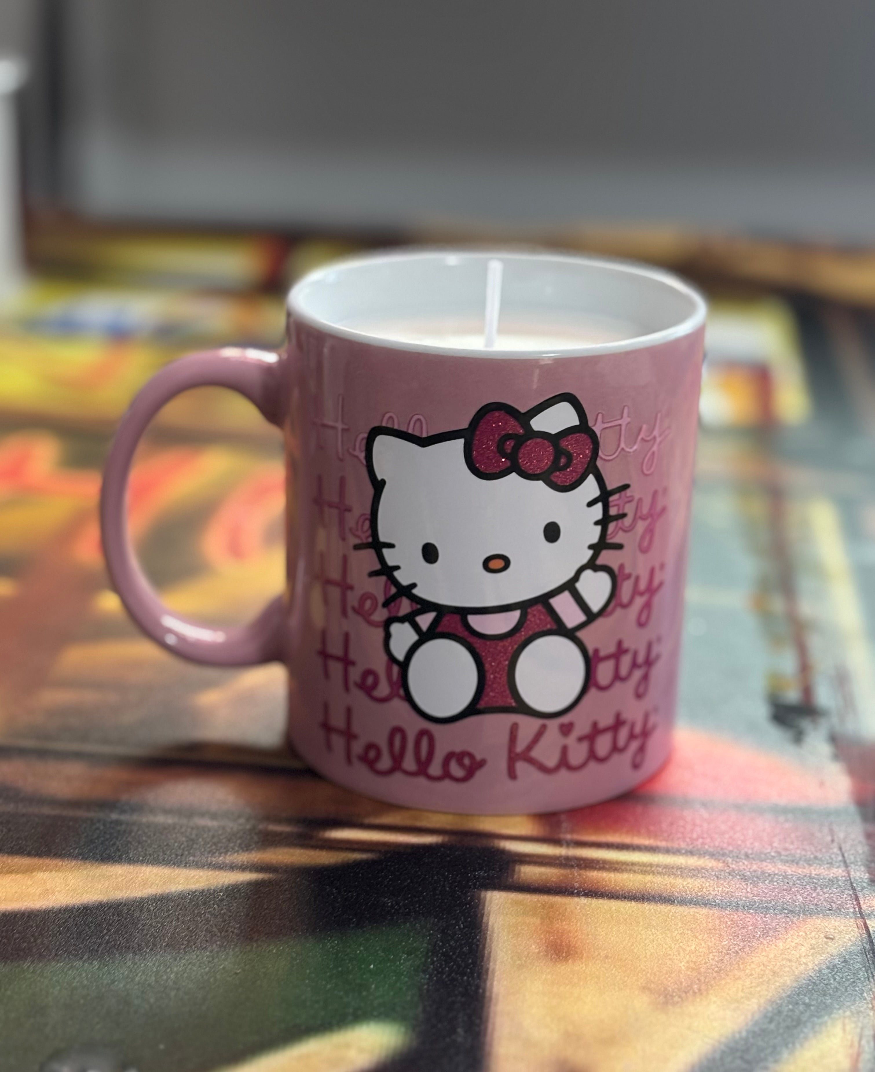 Hello Kitty coffee mug candle