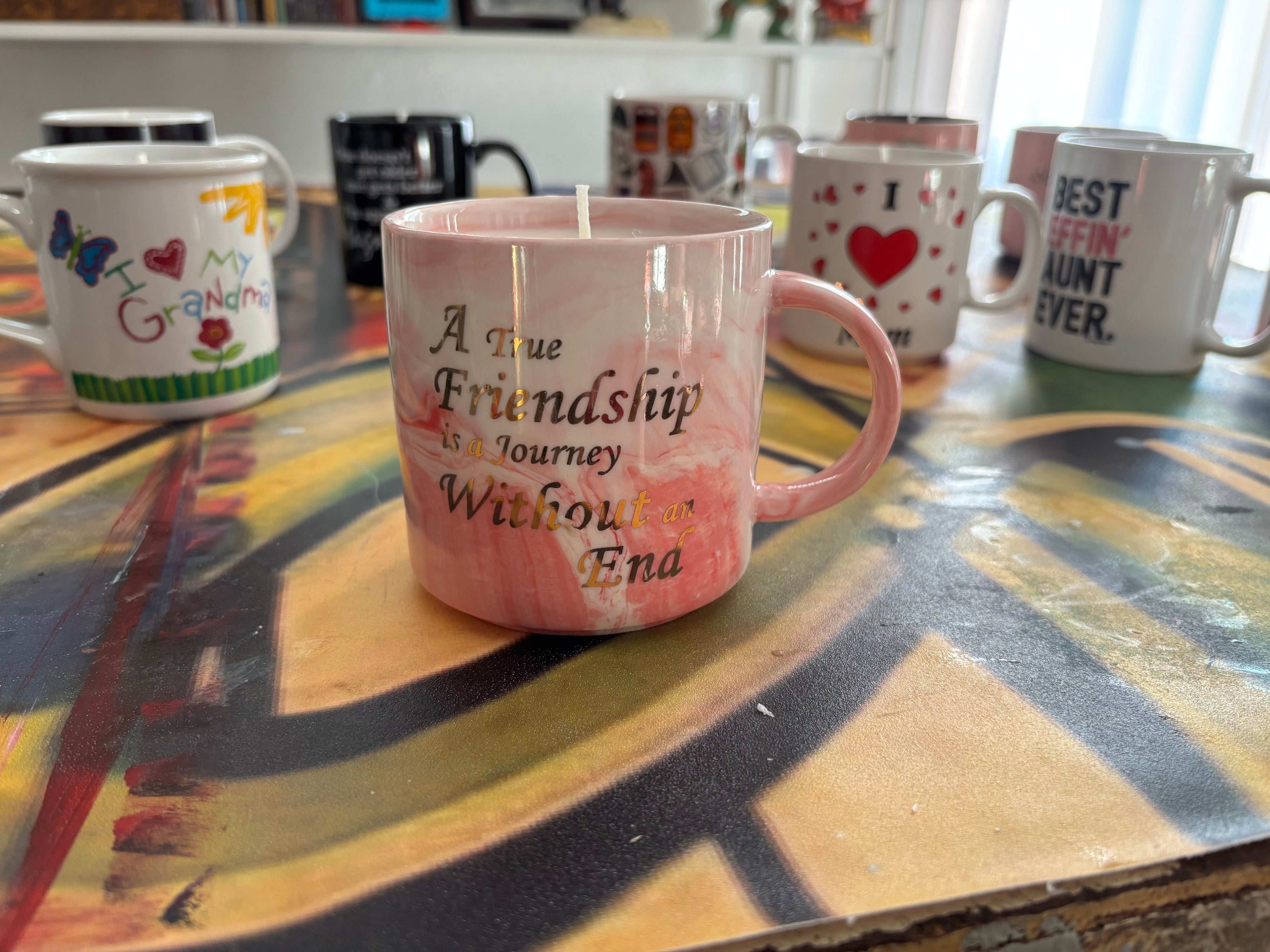 Friendship coffee mug candle