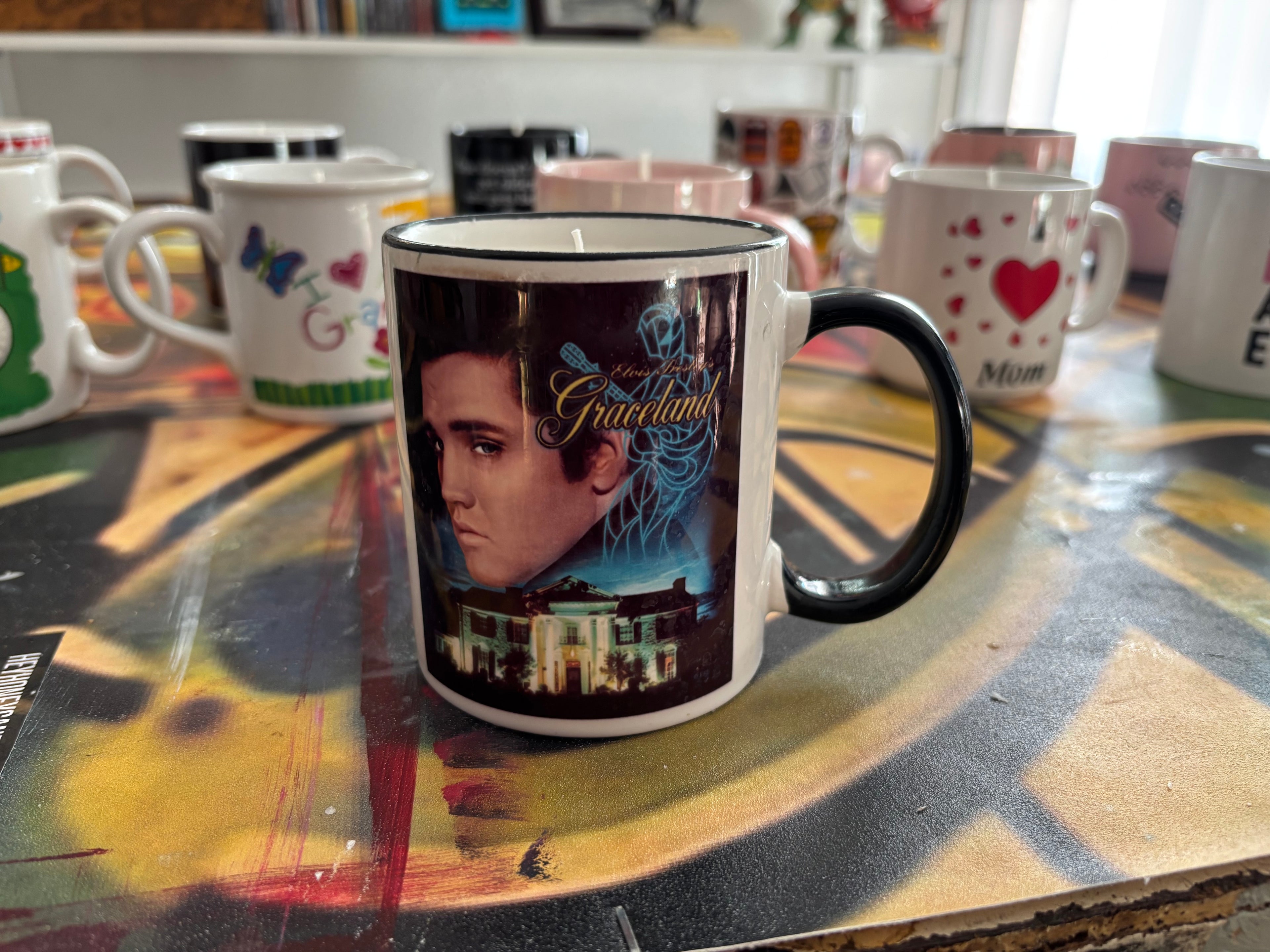 Elvis coffee mug candle