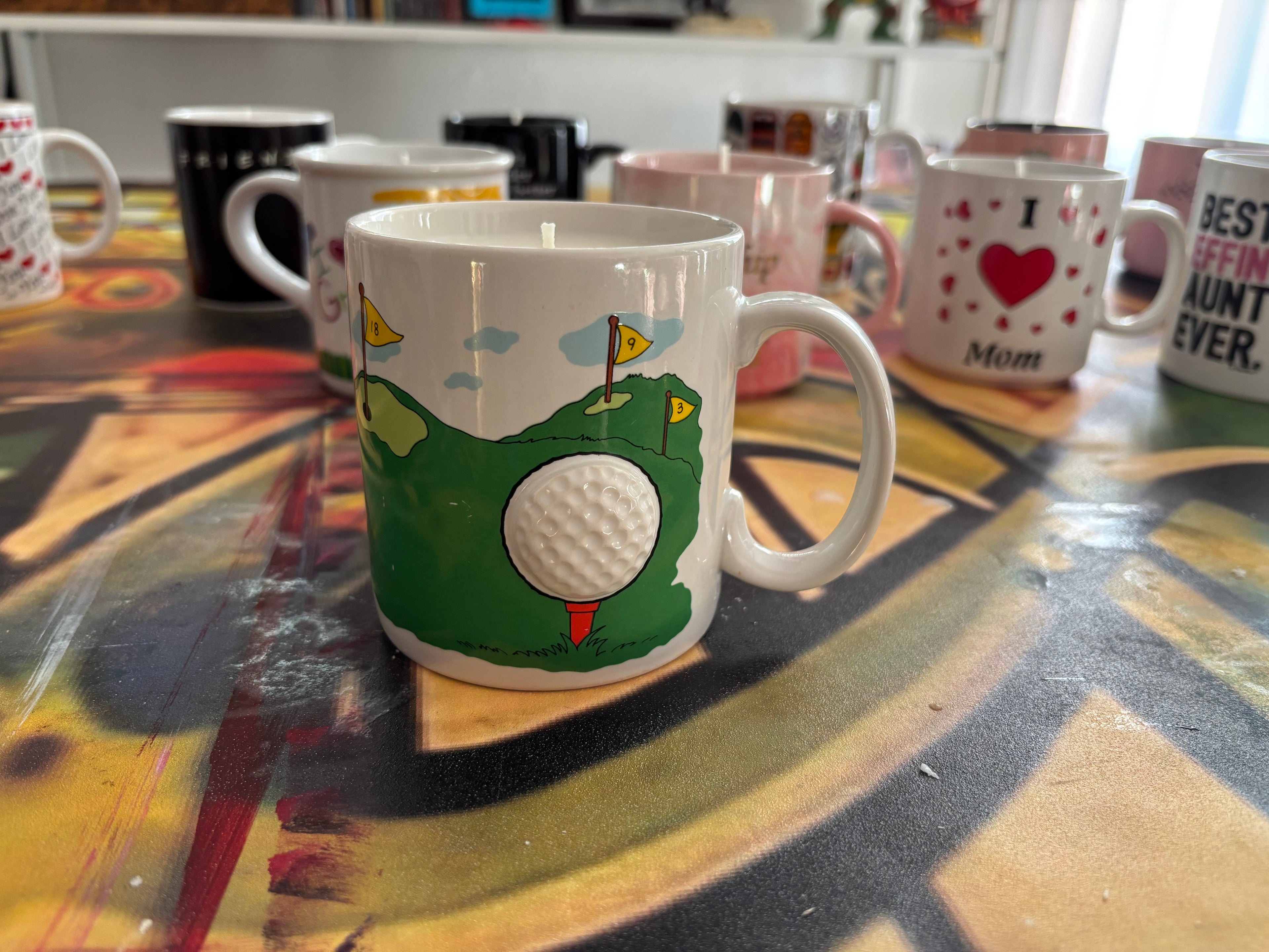 Golf coffee mug candle