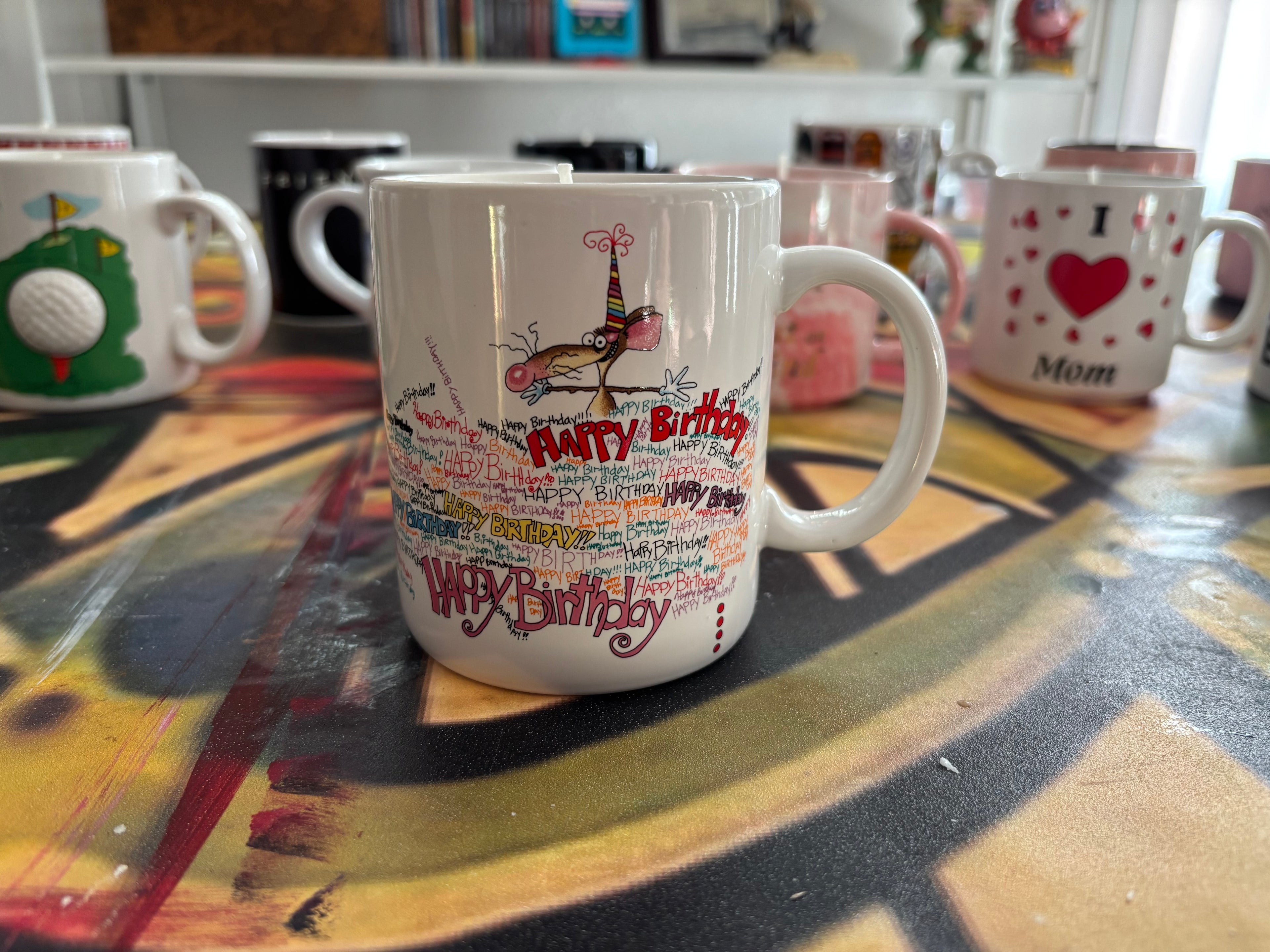 Happy birthday coffee mug candle