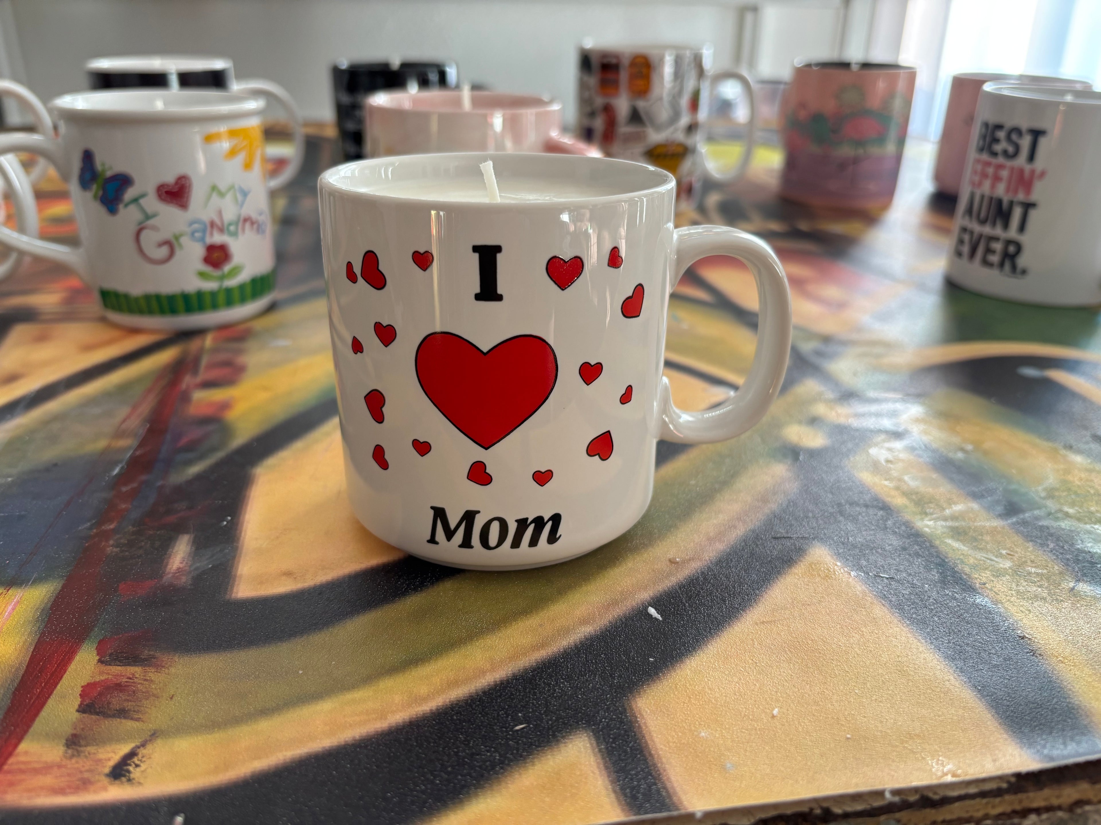I love mom coffee mug candle
