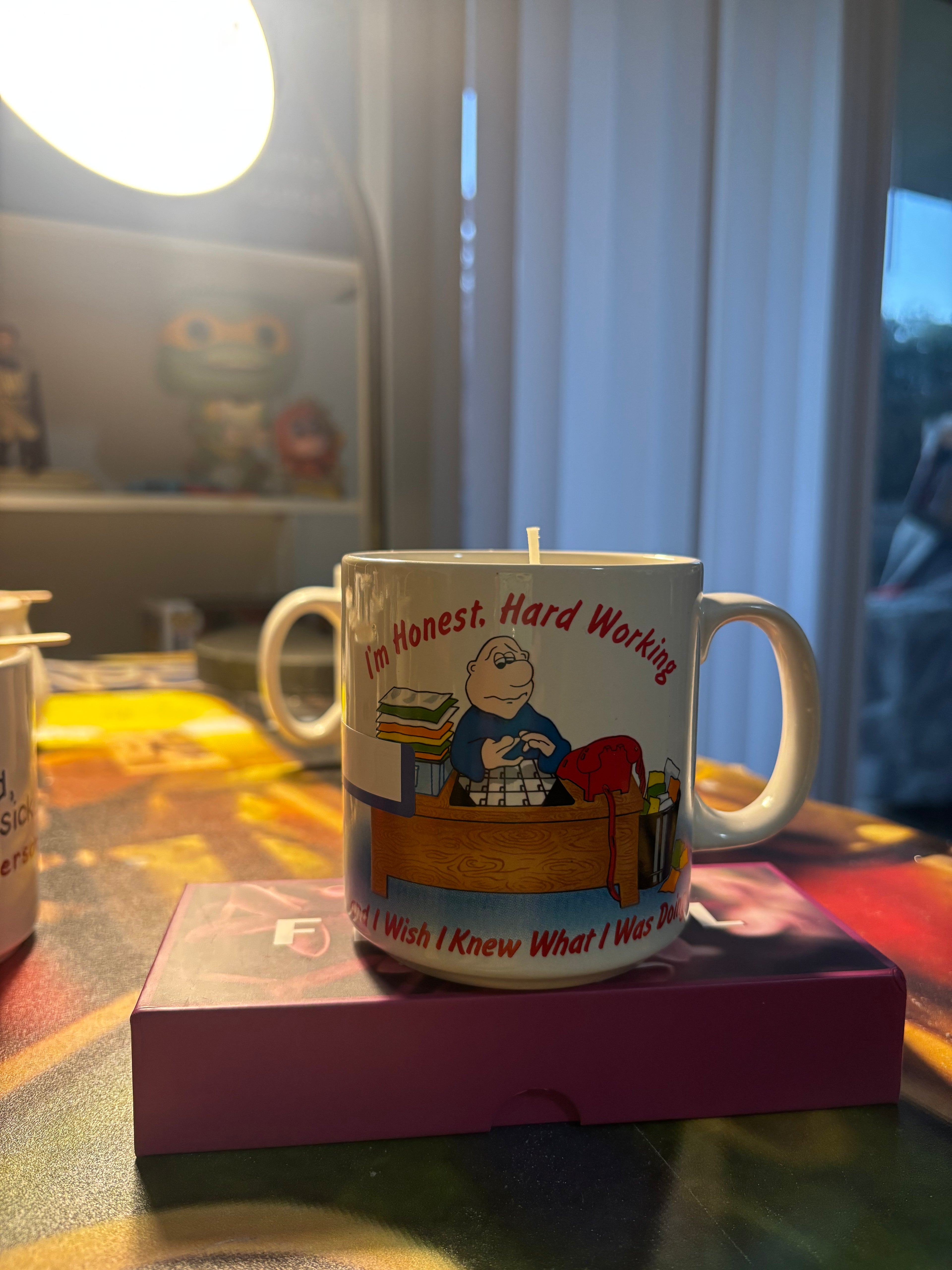 I’m honest and hard working coffee mug candle: Scented: Blue Lotus