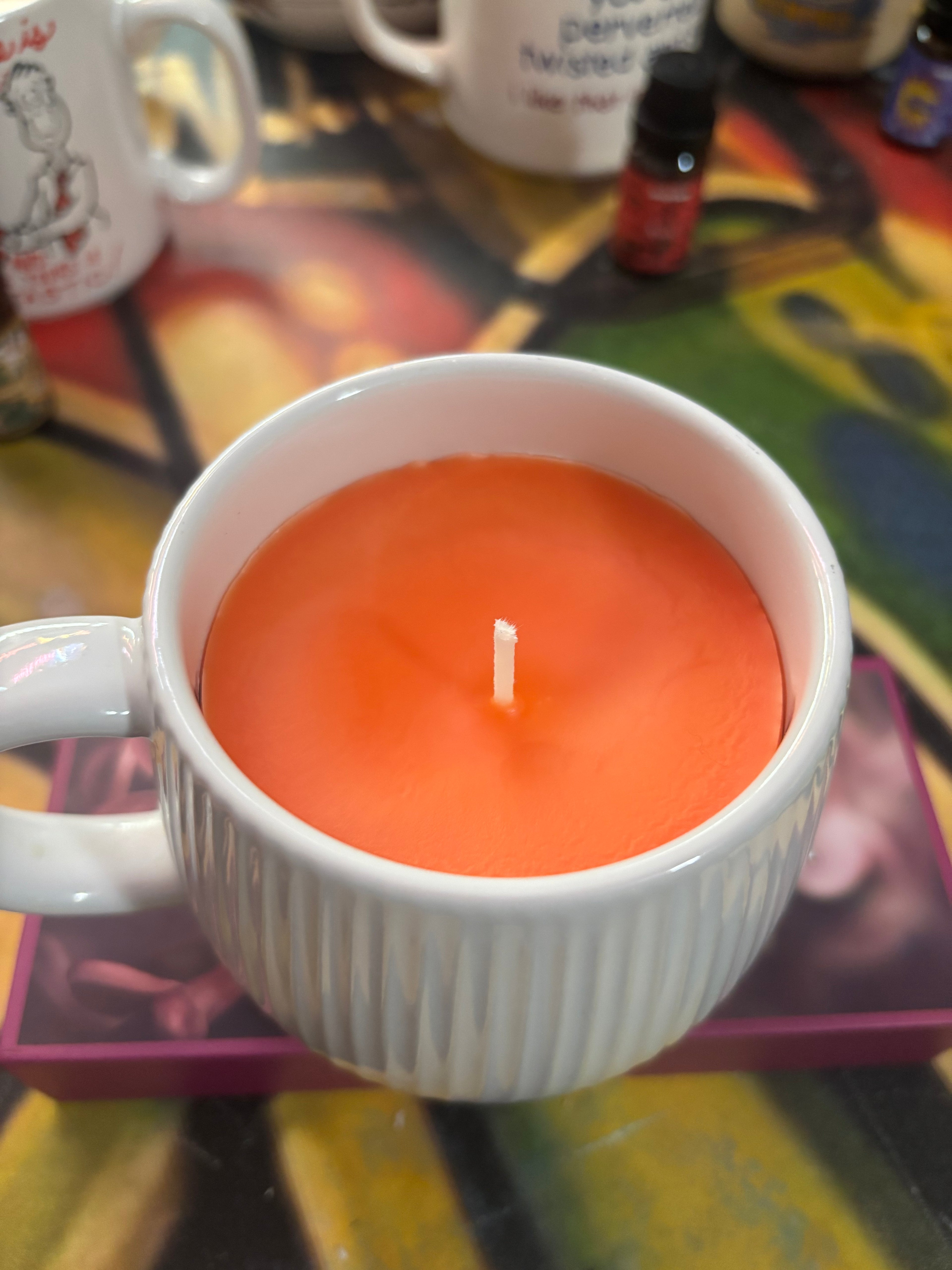 Mushroom coffee mug candle with mushroom topper: Scented: Lilac